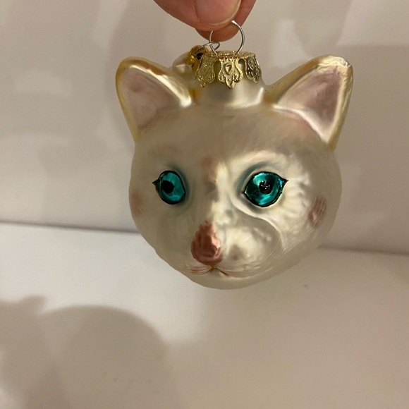 Other - Cat Blown Glass Ornament with Fish (DP)